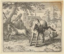 Renard Goes with the Badger to Court to Appease the Lion's Anger, 1650-75. Creator: Allart van Everdingen