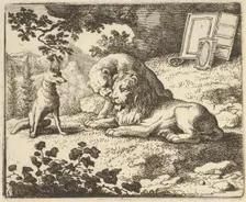 Renard Lies that he Gave the Ram Various Precious Objects that Were Meant for the Lion ..., 1650-75. Creator: Allart van Everdingen