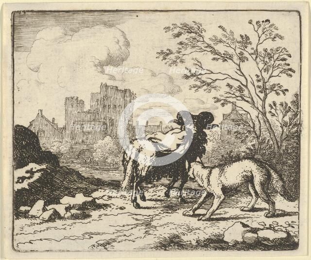 Renard Sends the Ram Back to the Lion with a Package Containing the Rabbit's Head, 1650-75. Creator: Allart van Everdingen.