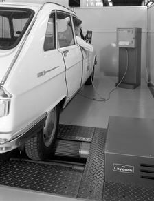 Renault 16 TL automatic on a Laycock brake testing machine, Sheffield, 1972. Creator: Michael Walters