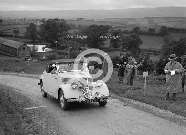 Renault Primaquatre of HC Brownlow competing in the South Wales Auto Club Welsh Rally, 1937 Artist: Bill Brunell.