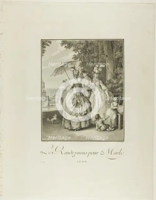 Rendezvous For Marly, from Monument du Costume Physique et Moral de la fin du..., n.d. Creator: Heinrich Guttenberg.