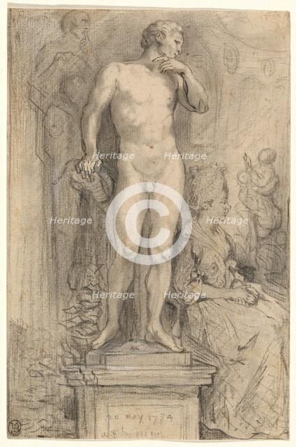 Rendezvous in the Palais Royal, 1774. Creator: Gabriel de Saint-Aubin.