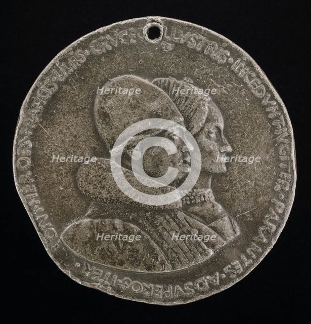 Rene d'Anjou, 1409-1480, King of Naples 1435-1442, and Jeanne de Laval, died 1498 [obverse], 1463. Creator: Francesco Laurana.