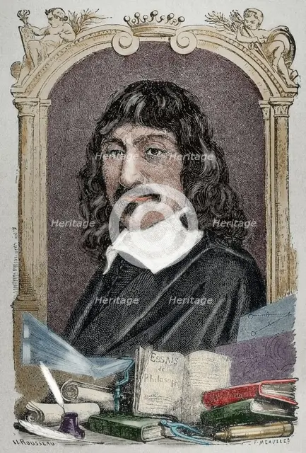 Rene Descartes (1596-1650), French philosopher, (19th century).  Creator: Fortune Meaulle.