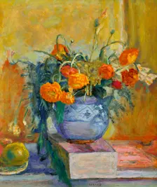Renoncules au vase bleu, c. 1925. Creator: Bonnard, Pierre (1867-1947)