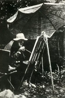 Renoir painting outdoors, c1910s, (1947). Creator: Unknown