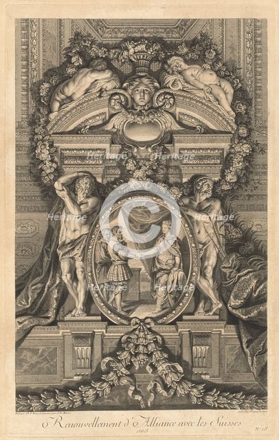 Renouvellement d'Alliance avec les Suisses 1663 (Renewal of Alliance...) [pl. 18], published 1752. Creators: Jean-Baptiste Masse, Nicolas-Gabriel Dupuis.