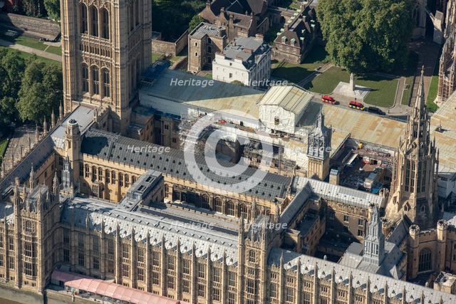 Renovation works at the Houses of Parliament, Westminster, London, 2021. Creator: Damian Grady.