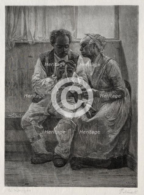 Rent Day, 1887. Creator: Gustav Kruell (American, 1843-1907).
