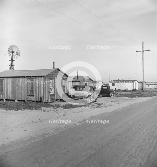 Rented cabins, ten dollars a month...Arkansawyers auto camp, Greenfield, Salinas Valley, CA, 1939. Creator: Dorothea Lange.