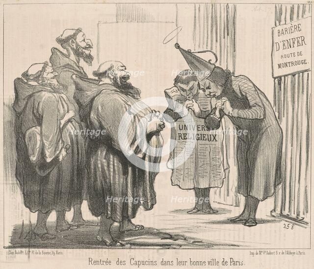 Rentrée des Capucins dans ... Paris, 19th century. Creator: Honore Daumier.