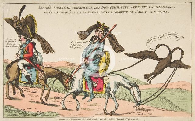 Rentrée joyeuse et triomphale des Don-Quichottes Prussiens en Allemagne, après la conq..., ca. 1792. Creator: Unknown.