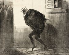 Rentrée nocturne de l'Electeur de Hesse dans sa bonne ville de Cassel, 1850. Creator: Honore Daumier