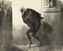 Rentrée nocturne de l'Electeur de Hesse dans sa bonne ville de Cassel, 1850. Creator: Honore Daumier