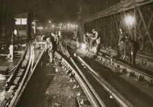 Repairing a railway track, Charing Cross Bridge, London, 20th century. Creator: Unknown