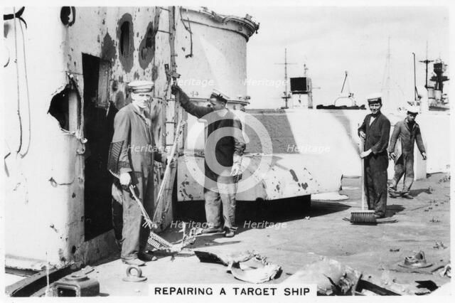 Repairing a target ship, 1937. Artist: Unknown