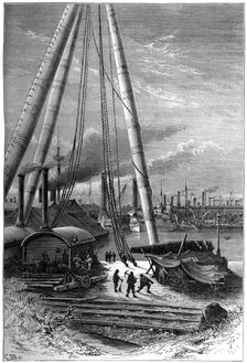 Repairing basin, Portsmouth Dockyard, c1880.Artist: CJB