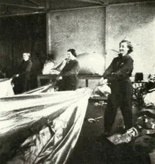 Repairing Barrage Balloons c1943. Creator: Cecil Beaton