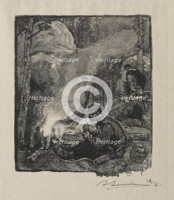 Repas des Bûcherons, 1887. Creator: Auguste Louis Lepère (French, 1849-1918).
