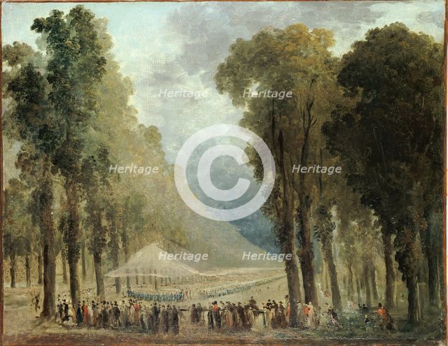Repas servi aux troupes dans une allée des Champs-Elysées ou dans le parc de Saint-Cloud, c1790. Creator: Hubert Robert.