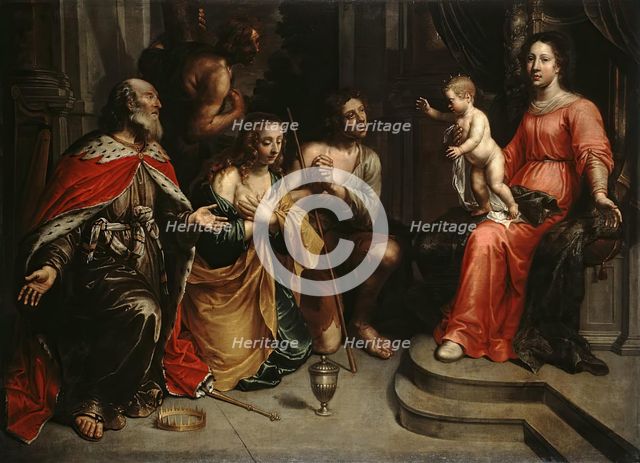 Repentant Sinners in front of the Virgin and Child, 1630. Creator: Peter van Lint.