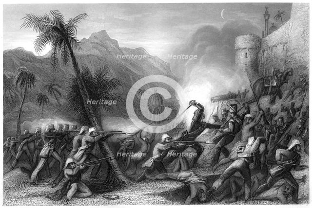 'Repelling a sortie before Delhi', 1857, (c1860). Artist: Unknown