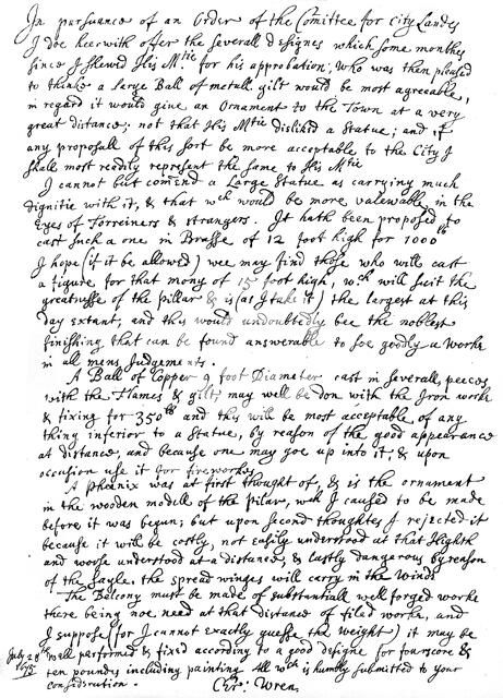 Report of Sir Christopher Wren to the Committee of the City Lands, 1675, (1840). Artist: Sir Christopher Wren