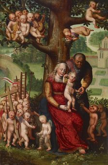 Repose on Flight into Egypt with Many Angels, 16th century. Creator: Unknown