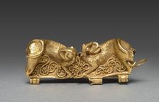 Repoussé Gold Clasp, 1200s. Creator: Unknown