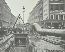Replacing an old gas main, Commercial Street, London, 1906