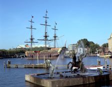Replica Dutch East Indiaman at Scheepvaart Museum, Amsterdam, Netherlands