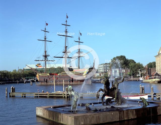 Replica Dutch East Indiaman at Scheepvaart Museum, Amsterdam, Netherlands
