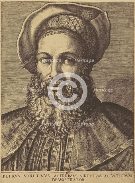 Reproduction of an engraving by Marc Antonio of a portrait by Titian., about 1856. Creator: Roger Fenton.