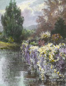 Reproduction of an illustration, painting of a river bank, c1920. Creator: Frances Benjamin Johnston