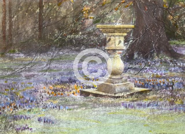 Reproduction of illustration: "Whitehouse, Midlothian," Scotland, showing sundial..., c1915 - 1925. Creator: Frances Benjamin Johnston.