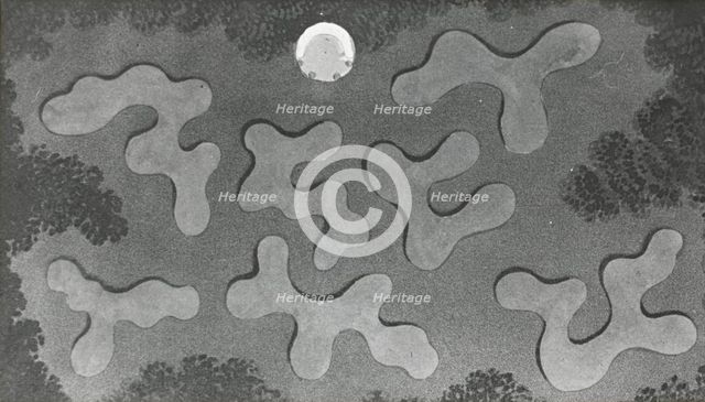 Reproduction of illustration showing flower garden designs, between 1915 and 1925. Creator: Frances Benjamin Johnston.