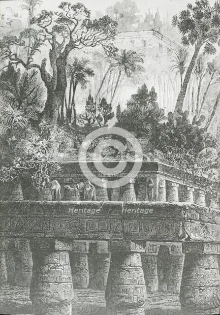 Reproduction of illustration showing Hanging Gardens of Babylon, between 1915 and 1925. Creator: Frances Benjamin Johnston.
