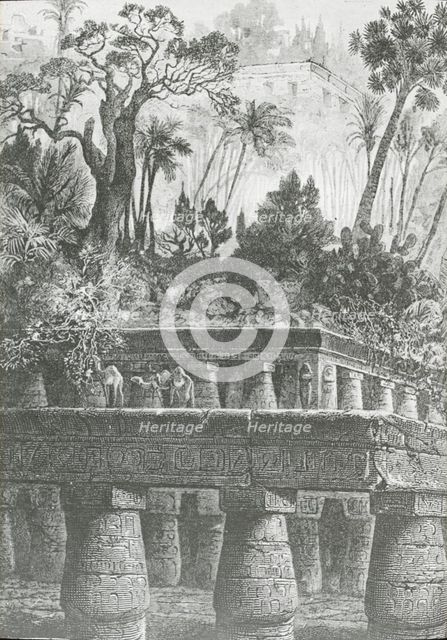 Reproduction of illustration showing Hanging Gardens of Babylon, between 1915 and 1925. Creator: Frances Benjamin Johnston.