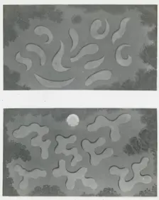 Reproduction of illustrations showing flower garden designs, between 1915 and 1925. Creator: Frances Benjamin Johnston