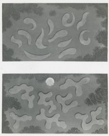 Reproduction of illustrations showing flower garden designs, between 1915 and 1925. Creator: Frances Benjamin Johnston