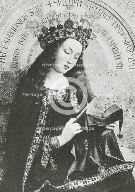 Reproduction of painting showing Virgin Mary. Creator: Frances Benjamin Johnston.