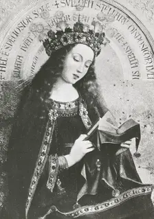 Reproduction of painting showing Virgin Mary. Creator: Frances Benjamin Johnston