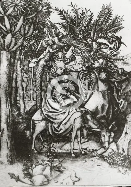 Reproduction of print: Flight into Egypt , between 1915 and 1925. Creator: Martin Schongauer.