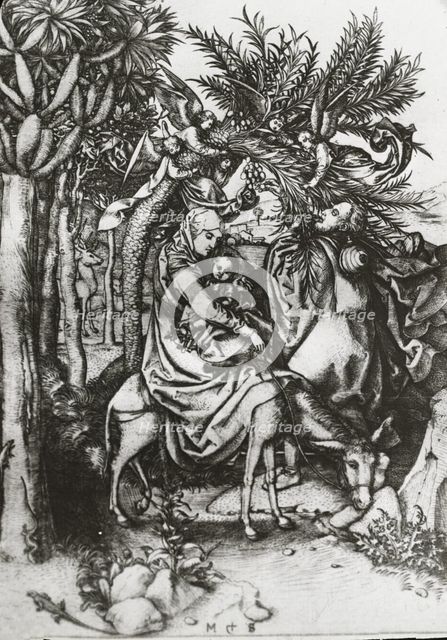 Reproduction of print: Flight into Egypt , between 1915 and 1925. Creator: Martin Schongauer.