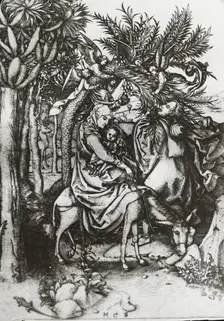 Reproduction of print: Flight into Egypt , between 1915 and 1925. Creator: Martin Schongauer
