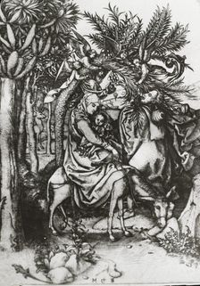 Reproduction of print: Flight into Egypt , between 1915 and 1925. Creator: Martin Schongauer