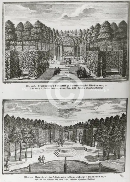 Reproduction of print showing Regelspeil and theater in Nymphenberg garden, Munich..., c1915 - 1925 Creator: Frances Benjamin Johnston.