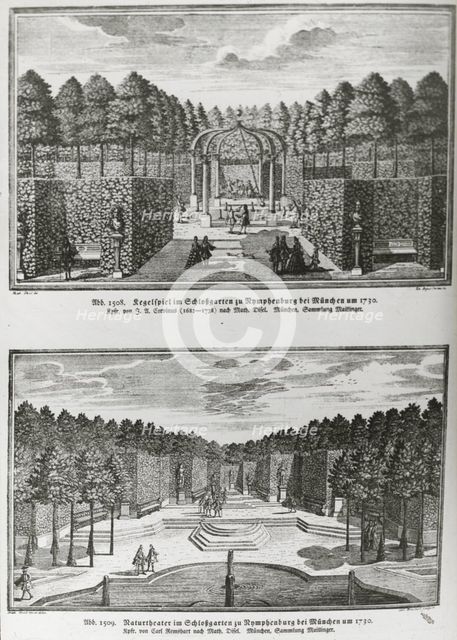 Reproduction of print showing Regelspeil and theater in Nymphenberg garden, Munich..., c1915 - 1925 Creator: Frances Benjamin Johnston.
