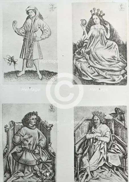 Reproduction of prints showing four figures, between 1915 and 1925. Creator: Frances Benjamin Johnston.